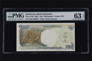 1992/1997 Indonesia Bank Indonesia 500 Rupiah Pick 128f Pmg 63 Epq Choice Unc