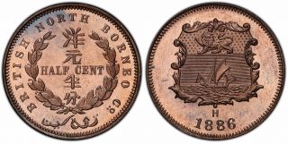 British North Borneo.  1886 - H Ae 1/2 Cent.  Pcgs Sp65rb.  Heaton,  Birmingham
