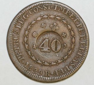 1829 Brazil 80 Reis With 40 Reis Devalued Counterstamp Fine
