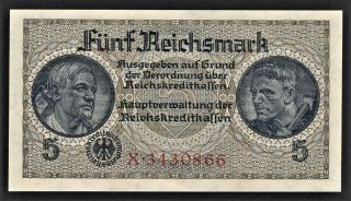 Vad - Germany - 5 Reichsmark Banknote - Third Reich - P R138a (cv=30) Unc