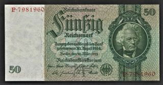Vad - Germany - 50 Reichsmark Banknote - P 182a (cv=35) A/u