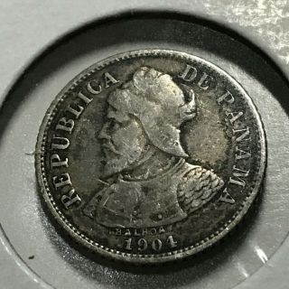 1904 Panama Silver 5 Centimos Coin