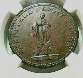 1813 - Sheffield - Post Conder Token - 1 Penny - W - 990 - Ngc Au - 58 - Nr
