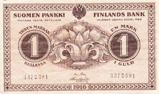 1 Markka Very Fine Banknote From Russian Finland 1916 Pick - 19