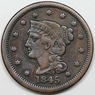 1845 Braided Hair Large Cent,  Vf