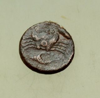 Sicily Akragas C.  425 - 410 B.  C.  Æ Onkia 16 Mm 3.  4g.  Eagle Fish / Crab Very Rare