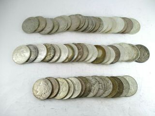 54 United States Peace Silver $1 Dollar Coins Dates 1922 - 1934 Good - Uncirculated