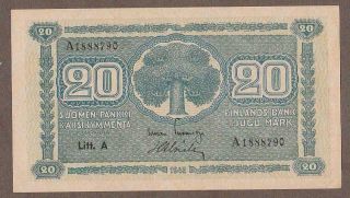 1945 Finland 20 Markkaa Note Unc