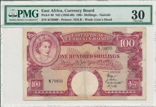 Currecy Board East Africa 100 Shillings Nd (1958 - 60) High Value Pmg 30