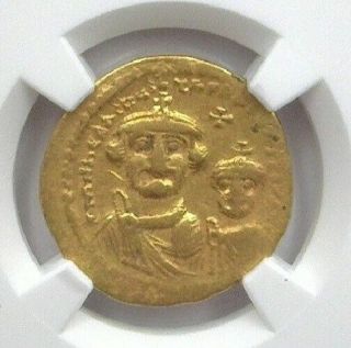 Heraclius & Constantine 613 - 641 Ad Byzantine Empire Gold Solidus Ngc Vf