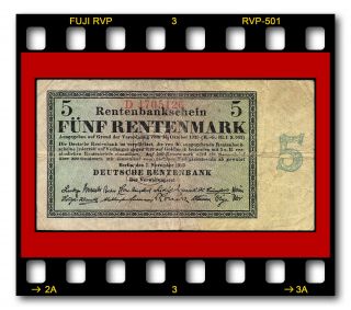 Scarce Germany Deutsche Rentenbank P - 163 01.  11.  1923 Funf 5 Rentenmark Banknote
