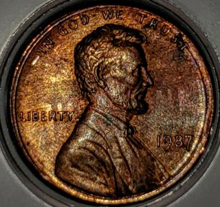 1987 Lincoln Penny Off Center With Memorial Obverse Die Clash Error