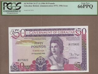 Gibraltar: 50 Pounds Banknote,  (unc Pcgs66),  P - 24,  27.  11.  1986,