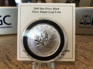 2008 Zodiac Rat Privy Mark Silver Maple Leaf