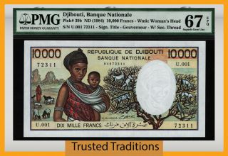 Tt Pk 39b Nd (1984) Djibouti - Banque Nationale 10000 Francs Pmg 67 Epq