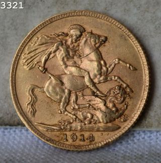 1914 Great Britain Gold Sovereign Coin " Bu " S/h After 1st Item