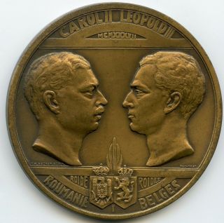 Bronze Medal King Of Romania Carol Ii & Leopold Iii Of Belgium Scarce