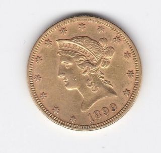 1899 $10 Liberty Head,  Eagle Reverse Gold Coin - Grade
