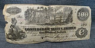 U S Confederate Currency Leather Billfold 1864 $50.  1812 $100.  Two 1862 $100. 6