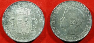 1895 Puerto Rico Silver Peso - Solid Xf/au (old Dipping) Stk Wb222