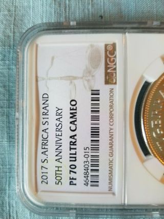 2017 SA Silver Proof Krugerrand 50th Anniversary NGC PF70 UC LOW LOW 205 4