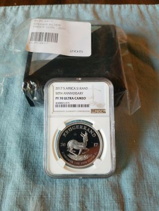 2017 SA Silver Proof Krugerrand 50th Anniversary NGC PF70 UC LOW LOW 205 5