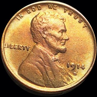 1914 - D Lincoln Wheat Cent Nearly Uncirculated Denver Penny Collectible No Res