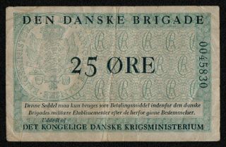 Denmark (pm09) 25 Ore Nd (1947) Avf/f,  Royal Danish Ministry Of War