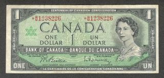 1967 B/m $1.  00 Bc - 45ba - I F Scarce Canada Centennial Asterisk Replacement Note
