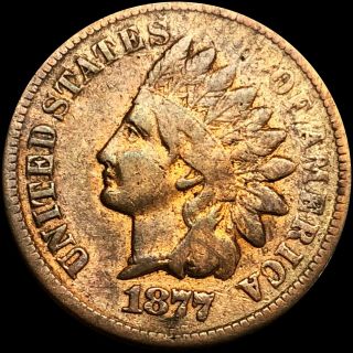 1877 Indian Head Copper Penny Lightly Circulated Key Date Collectible
