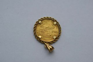 24k Yellow Gold American Eagle 5 Dollar Coin in 14k Pendant 2