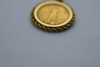 24k Yellow Gold American Eagle 5 Dollar Coin in 14k Pendant 3