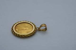 24k Yellow Gold American Eagle 5 Dollar Coin in 14k Pendant 4