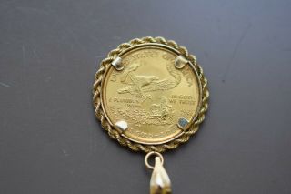 24k Yellow Gold American Eagle 5 Dollar Coin in 14k Pendant 5
