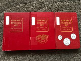 1971,  1976 & 1977 Red Guide Book Of Us Coins - All 3 Autographed By Rs Yeoman