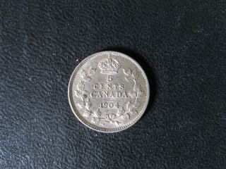5 Cents 1904 Canada Small King Edward Vii Silver Coin 5c 5¢ Half Dime Ef - 45