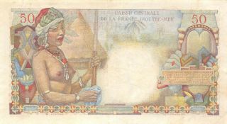 French Eq.  Africa 50 Francs ND.  1947 P 23 Series J Circulated Banknote EW 2