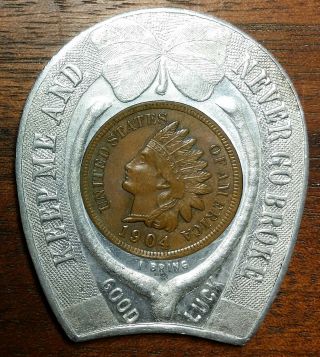 1904 Louisiana Purchase Exposition Encased Indian Head Cent Good Luck Token