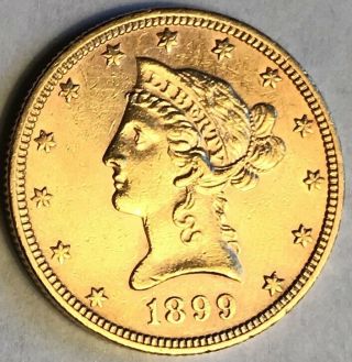 1899 Liberty Head $10 Gold Eagle Au/bu Details