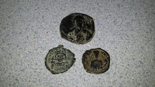 Alexios Komnenos Justinian I Basil Ii Set Of Three Byzantine Coins