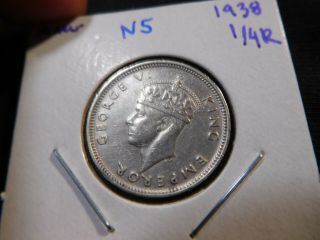 N5 British Africa Mauritius 1938 1/4 Rupee