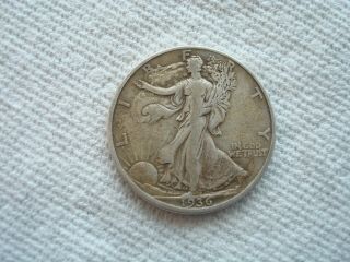 1936 - D Walking Liberty Half Dollar,  Natural,  Circulated