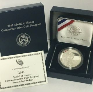2011 P Medal Of Honor $1 Silver U.  S.  Commemorative Proof Coin In Ogp