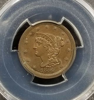 1854 Half Cent Pcgs Cac Ms64bn (333) Ti