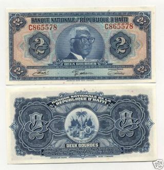 Haiti 2 Gourdes L.  1919 Pick 201 Unc Uncirculated Banknote