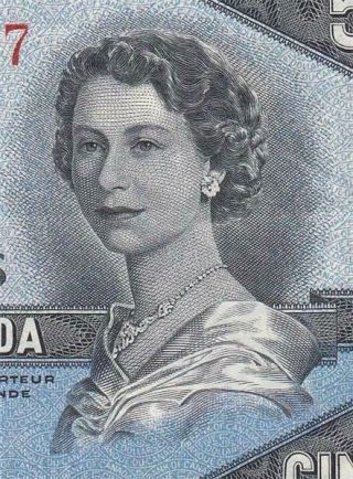 1954 Bank Of Canada Qeii $5 Devils Face ( (ef,  /aunc))