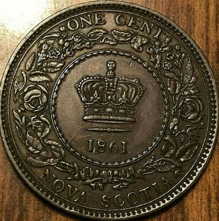 1861 Nova Scotia Large Cent Penny - Small Rosebud - Fantastic Example