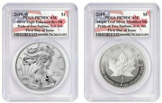 2019 Pride Of Two Nations Set Pcgs Reverse Pr70 First Day Of Issue Flag Pop 250