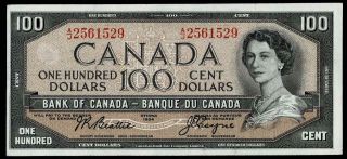 1954 $100 Dollar Banknote Bank Of Canada About Uncirculated