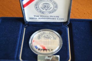 1992 W Us White House 200th Anniversary Commemorative Proof Silver Dollar Boxcoa